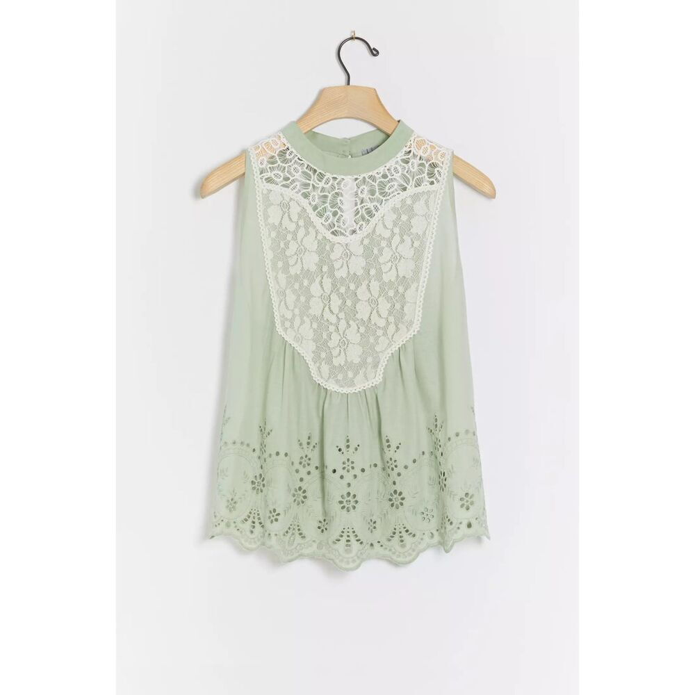Anthropologie Bl-nk Rayna Eyelet Swing Top XS NWT